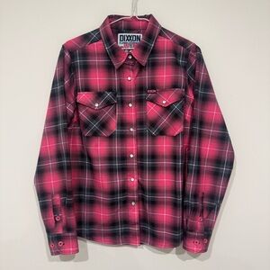 Dixxon Womens 'The Fighter' Long Sleeve Pearl Snap Button Shirt M Breast Cancer